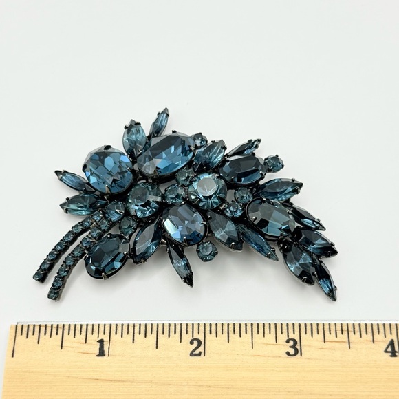 Jennifer Behr Teal Crystal Floral Hair Clip